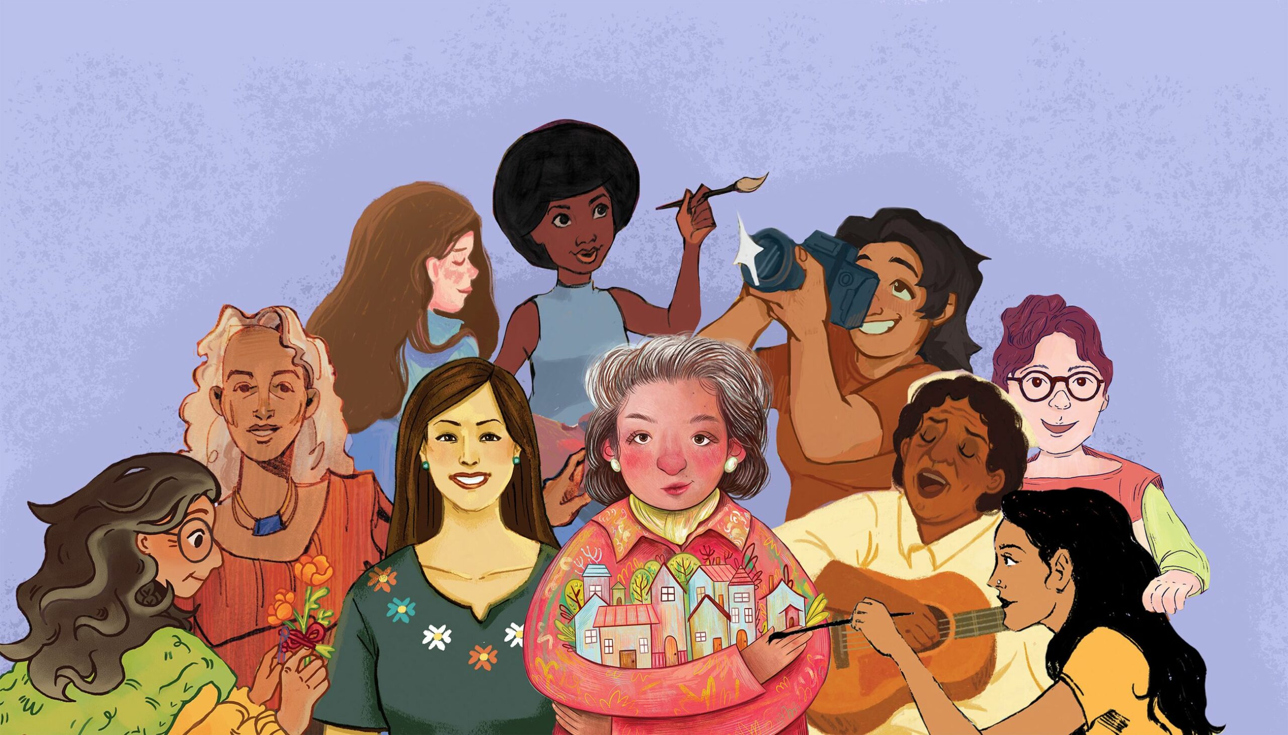 Composite illustration of the 10 women artists included in the 2023 edition of Drawn to Art.
