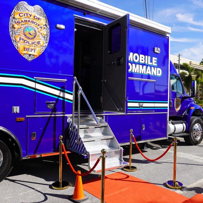 The unveiling of the mobile unit wrap.
